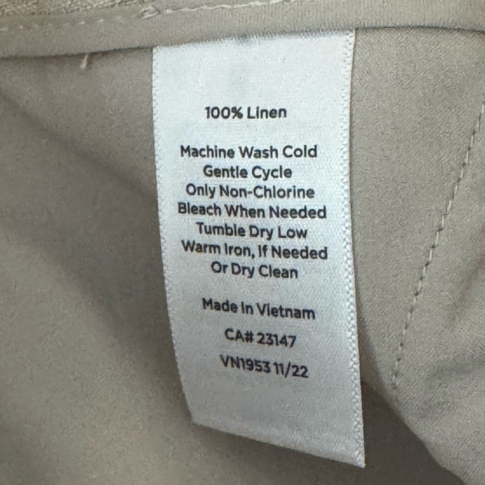 Talbots Linen Cropped Ankle Pants in‎ Light Taupe - Picture 9 of 10